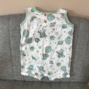 Disney White and Green Space-Themed Bodysuit